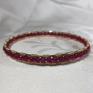 NWT Genuine Ruby Gold Bangle Bracelet Handmade